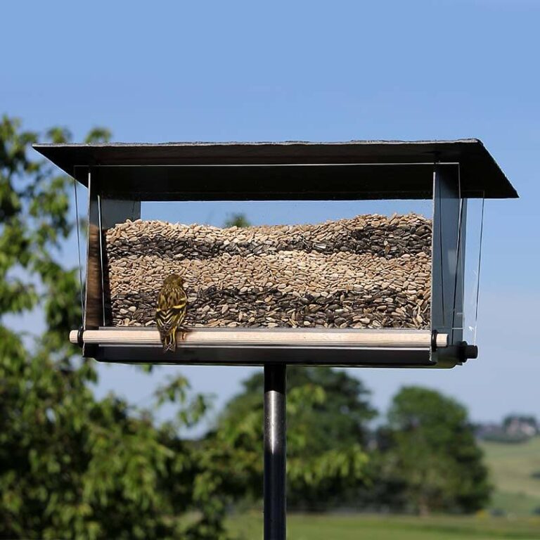 RVS Vogelvoersilo met Leisteen dak – Opossum