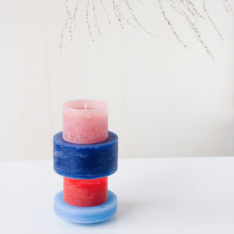 Candl Stack 4 – stapelkaars rood & blauw – Stan Editions