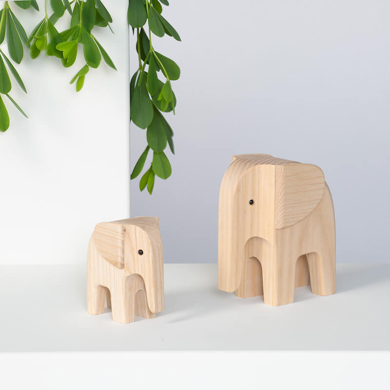 Suradam Bad Nieuwe betekenis Elephant couple (set van 2) - houten design olifanten - Novoform