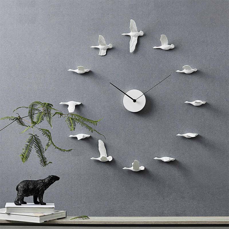 Tapijt Monopoly Stijg Migrantbird wandklok met ganzen - O vorm - Design klok - Hao Shi