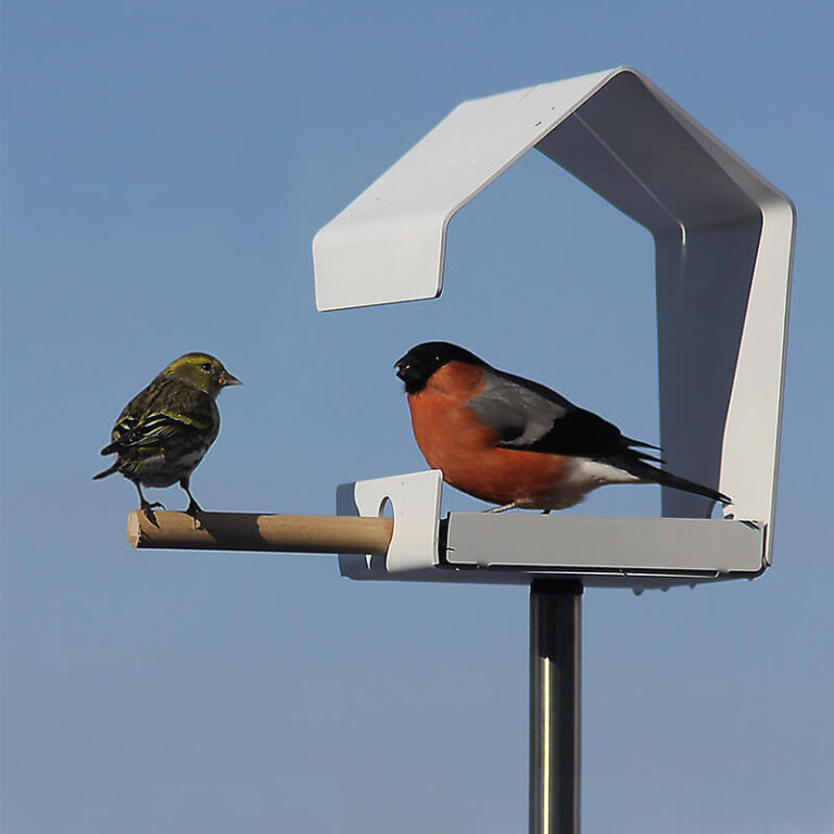 Het Petit vogelhuisje is een klein voederstation. Toch biedt het mogelijkheden voor zowel strooivoer (zaden) als het ophangen van een mezenbol.
