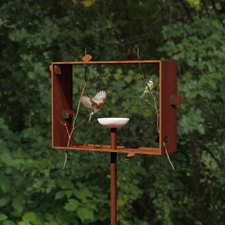 De Framed Feeder vogelvoederschaal vormt als het ware een levend schilderij in je tuin.